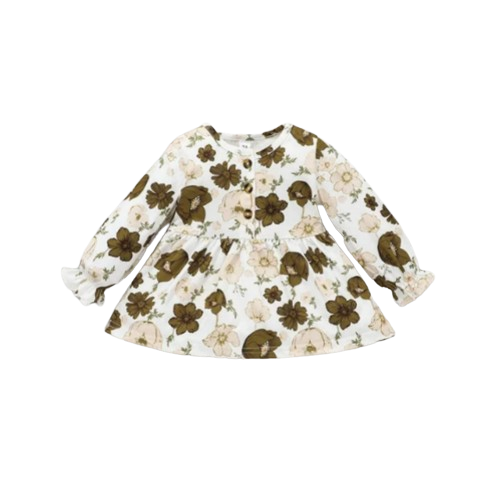 The Rosalie - Baby Girl Brown Floral Long Sleeve Tops + Pants