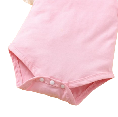 The Rose - Baby Pink Solid Colour Tops + Floral Skirt + Headband