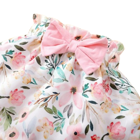 The Rose - Baby Pink Solid Colour Tops + Floral Skirt + Headband