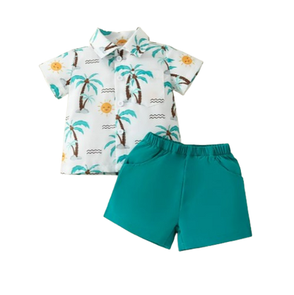 The Ryker - Baby Boy Coconut Tree Print T-Shirt + Shorts