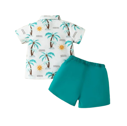 The Ryker - Baby Boy Coconut Tree Print T-Shirt + Shorts