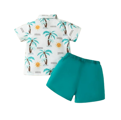 The Ryker - Baby Boy Coconut Tree Print T-Shirt + Shorts