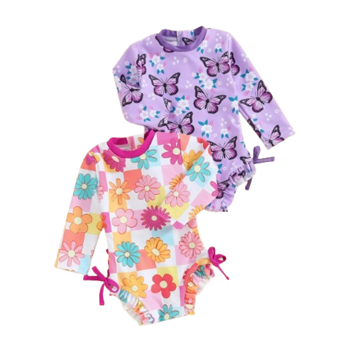 The Samara - Baby Girl Flower & Butterfly Print Bikini Swimsuits ...