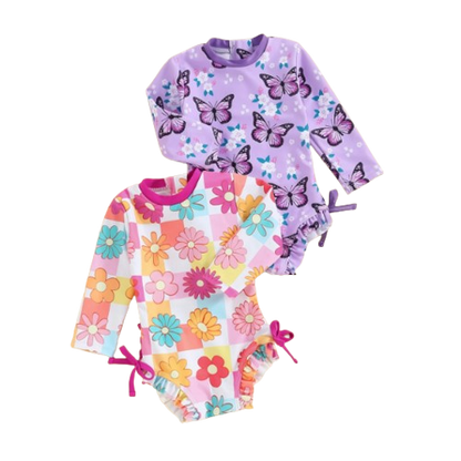 The Samara - Baby Girl Flower & Butterfly Print Bikini Swimsuits