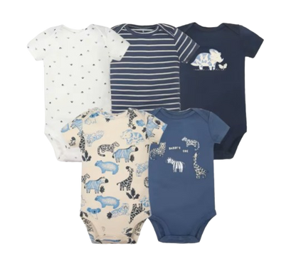 The Santiago - Baby Unisex 5pcs Cartoon Print Romper Set