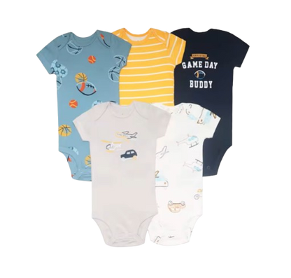 The Santiago - Baby Unisex 5pcs Cartoon Print Romper Set