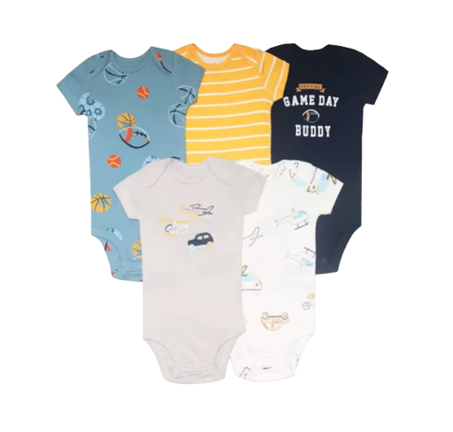 The Santiago - Baby Unisex 5pcs Cartoon Print Romper Set C