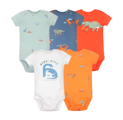 The Santiago - Baby Unisex 5pcs Cartoon Print Romper Set