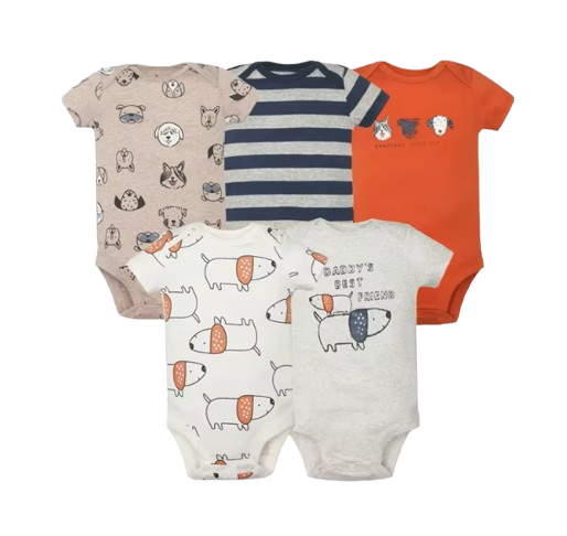 The Santiago - Baby Unisex 5pcs Cartoon Print Romper Set F