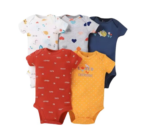 The Santiago - Baby Unisex 5pcs Cartoon Print Romper Set H