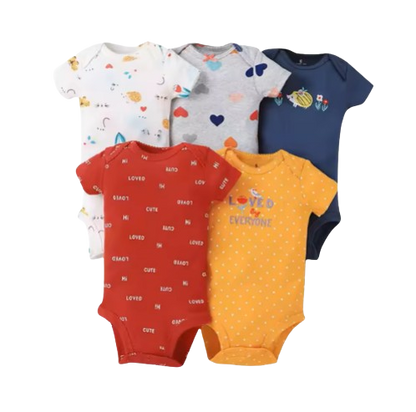 The Santiago - Baby Unisex 5pcs Cartoon Print Romper Set