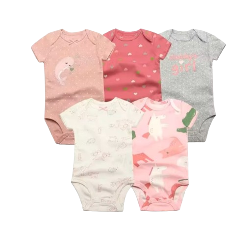 The Santiago - Baby Unisex 5pcs Cartoon Print Romper Set J