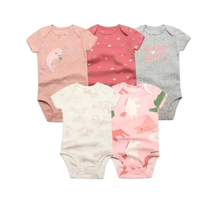 The Santiago - Baby Unisex 5pcs Cartoon Print Romper Set