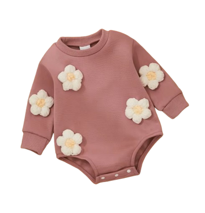 The Sloane - Baby Girl Flower Design Thick Fleece Sweatshirt