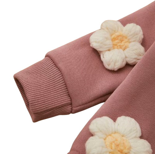 The Sloane - Baby Girl Flower Design Thick Fleece Sweatshirt