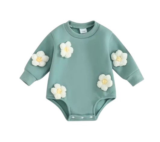 The Sloane - Baby Girl Flower Design Thick Fleece Sweatshirt