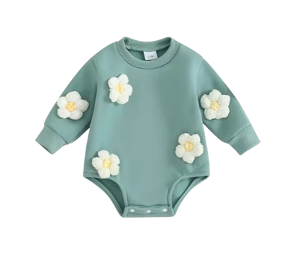 The Sloane - Baby Girl Flower Design Thick Fleece Sweatshirt