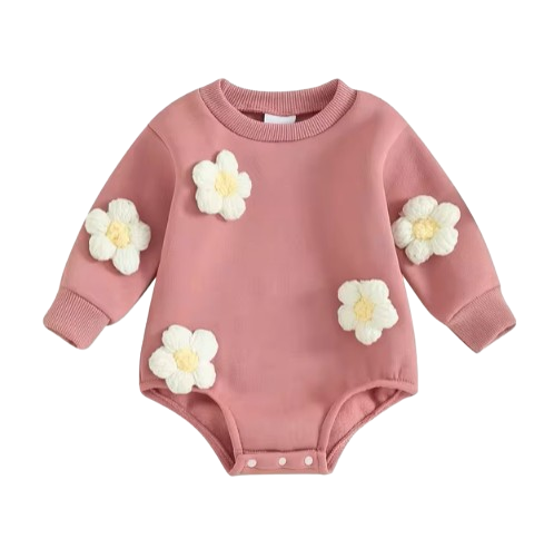 The Sloane - Baby Girl Flower Design Thick Fleece Sweatshirt