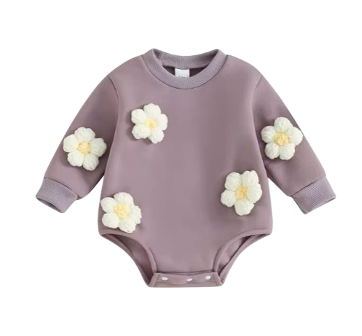 The Sloane - Baby Girl Flower Design Thick Fleece Sweatshirt