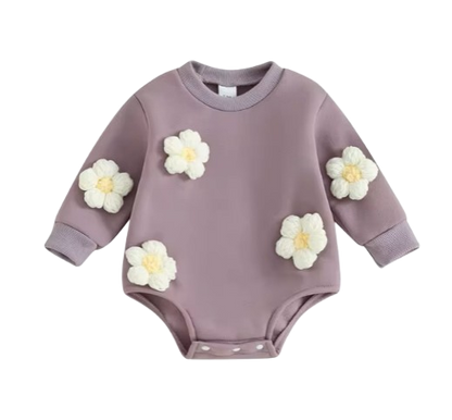 The Sloane - Baby Girl Flower Design Thick Fleece Sweatshirt