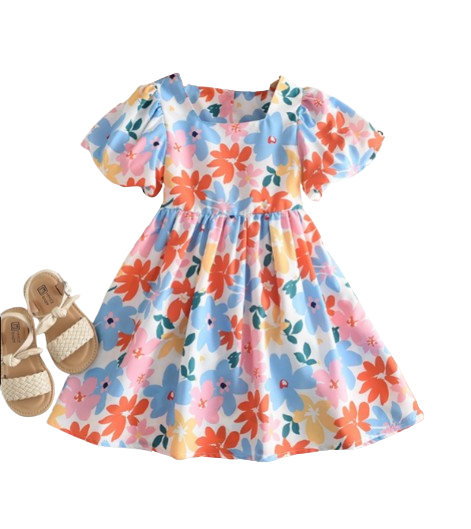 The Sophia - Baby Girl Colourful Floral Short-sleeved Dress