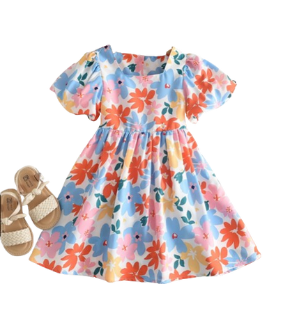 The Sophia - Baby Girl Colourful Floral Short-sleeved Dress