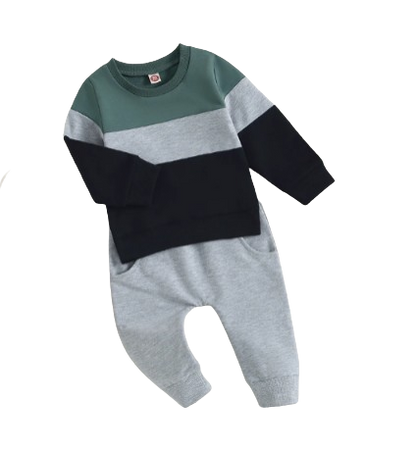 The Soren - Baby Contrast Sweatshirt Trouser Set