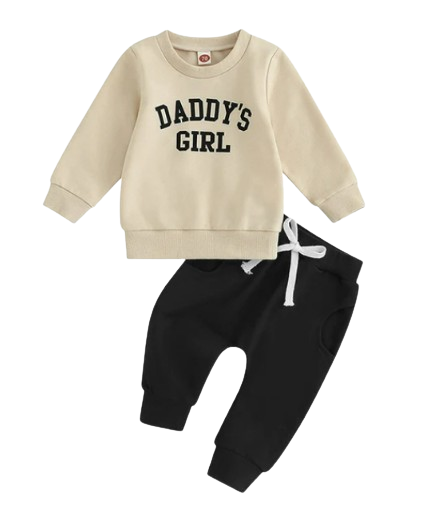 The Sydney - Baby Girl Daddy's Girl Print Sweatshirt + Pants