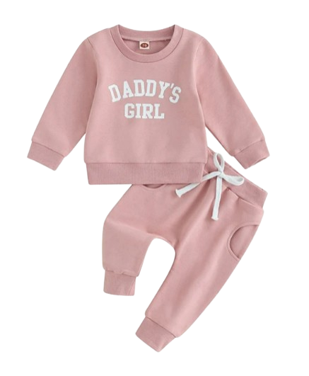 The Sydney - Baby Girl Daddy's Girl Print Sweatshirt + Pants