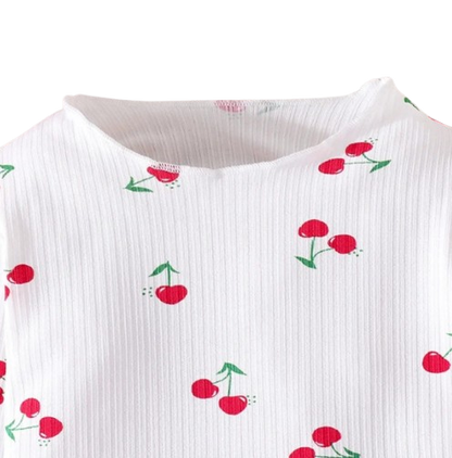 The Teagan - Baby Girl White Cherry Print Pajamas Set