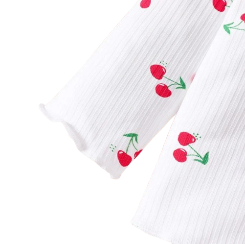 The Teagan - Baby Girl White Cherry Print Pajamas Set