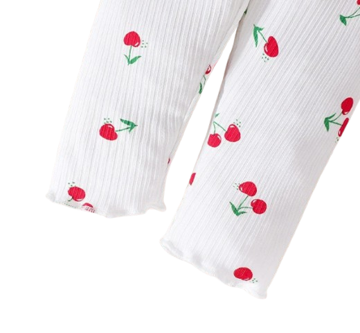 The Teagan - Baby Girl White Cherry Print Pajamas Set