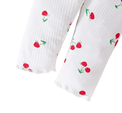 The Teagan - Baby Girl White Cherry Print Pajamas Set