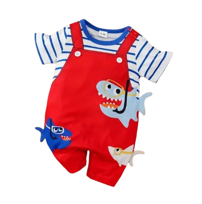 The Thiago - Baby Unisex Fake Two Piece Shark Jumpsuit