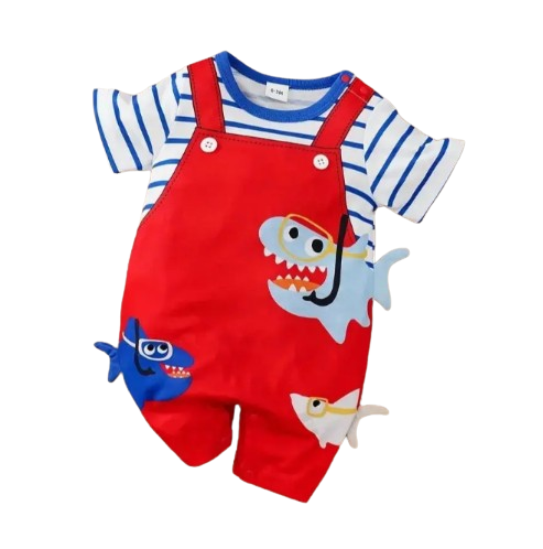 The Thiago - Baby Unisex Fake Two Piece Shark Jumpsuit