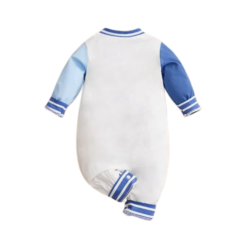 The Thomas - Baby Boy Blue and White Bear Pattern Jumpsuit