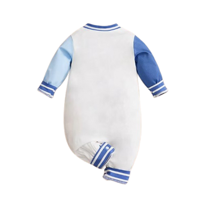 The Thomas - Baby Boy Blue and White Bear Pattern Jumpsuit