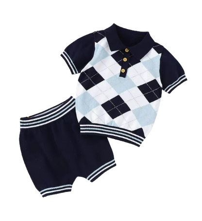 The Timothy - Baby Boy Gentlemen Style Short Sleeve Turtle Neck Tee-Shirt + Shorts