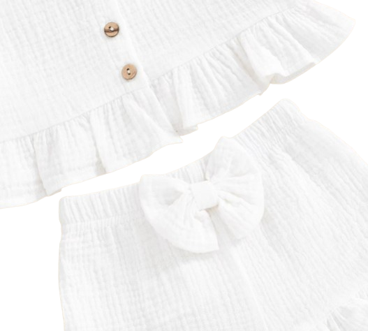 The Valentina - Baby Girl Solid Colour Ruffle Button Tops + Shorts