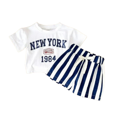 The Victor - Baby Boy New York Print T-Shirt + Bars Shorts