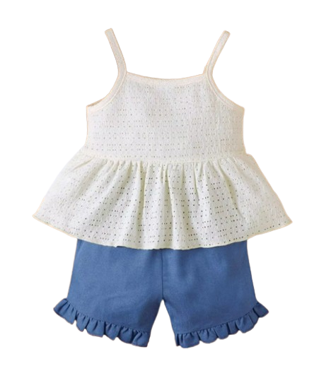 The Vivian - Baby Boy Sleeveless Suspender Soft Hollow Top + Shorts