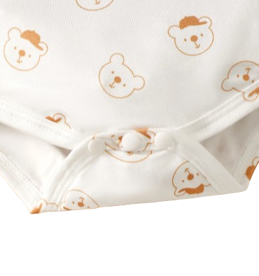 The Wesley -  Baby Boy Orange Bear Print Long Sleeve Bodysuit + Strap