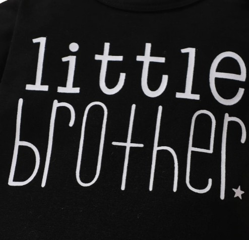 The William - Baby Boy Little Brother Letter Printed Round Neck Short Sleeves and Long Pants