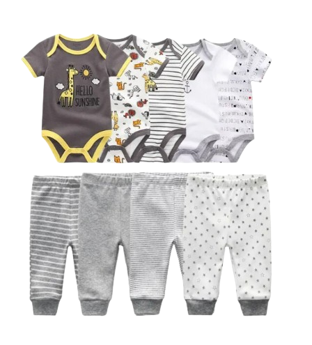 The Wyatt - Hello Sunshine Giraffe Unisex Rompers + Pants