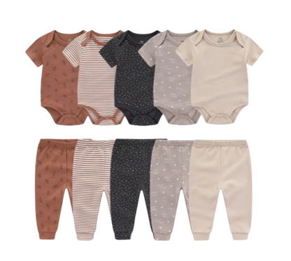 The Wyatt - Shades of Brown Unisex Rompers + Pants