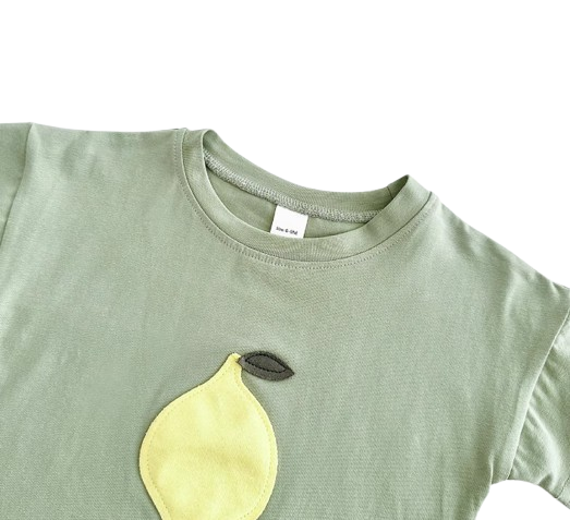 The Zachary - Baby Boy Fruit Lemon Print Round Neck T-Shirt + Shorts