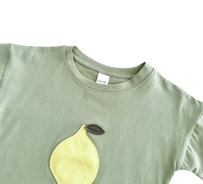 The Zachary - Baby Boy Fruit Lemon Print Round Neck T-Shirt + Shorts