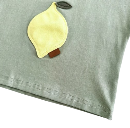 The Zachary - Baby Boy Fruit Lemon Print Round Neck T-Shirt + Shorts