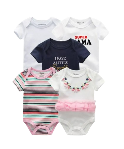 The Zena  - 5pcs Unisex Cotton Rompers - Leave A Little Sparkle Set