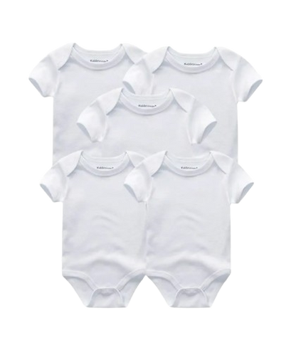 The Zena  - 5pcs Unisex Cotton Rompers - Plain White Set
